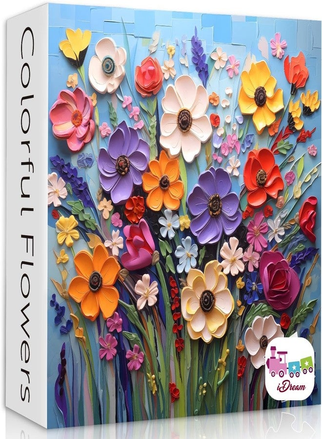 iDream 1000 Pieces Jigsaw Puzzle - Artistic 3D Design, Colorful Wall Decor, Challenging Puzzle Gift for Friends & Family (Colorful Flower) - Image 1